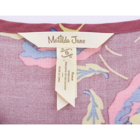 Matilda Jane Floral Blouson Keyhole Shift Dress Art Class Tunic Mauve Pink Sz S - Picture 11 of 11